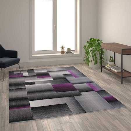 Flash Furniture Purple 6' x 9' Modern Color Blocked Area Rug ACD-RGTRZ861-69-PU-GG